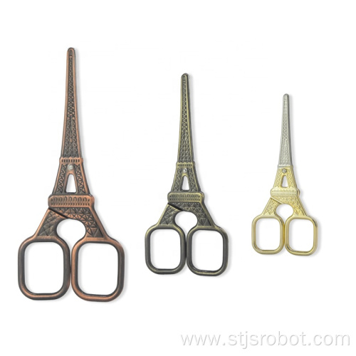 High Quality Eiffel Tower Shape Design Red Copper Small Stainless Steel Beauty Craft Scissors